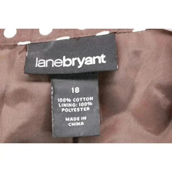 Lane Bryant A-Line Dress-Brown w/White Polka Dot-Size 18-Cap Sleeves - Picture 4 of 7
